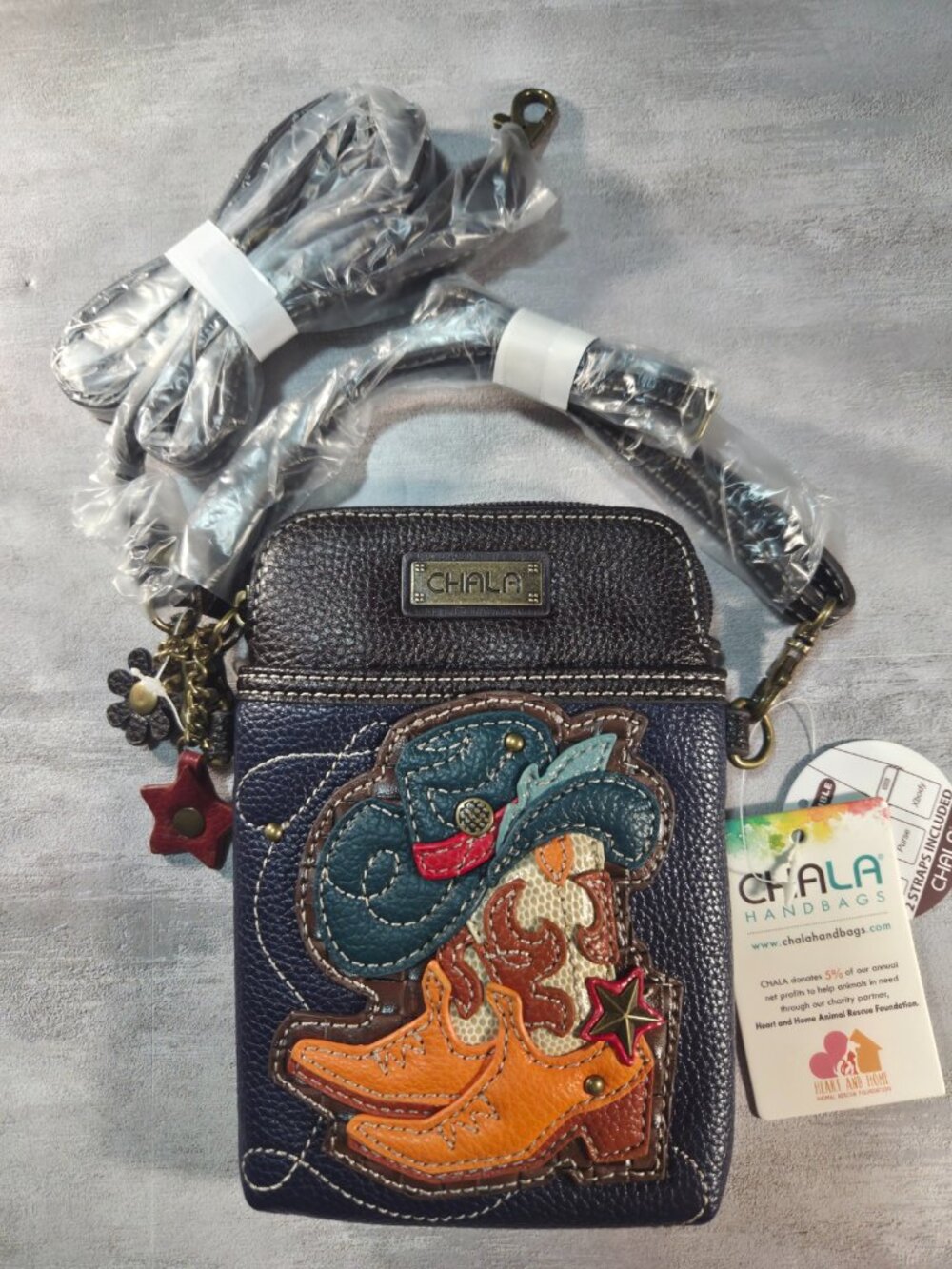 Chala Cowgirl Convertible Cellphone Crossbody/Purse/Pouch Vegan Leather NWT